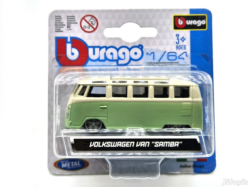 Volkswagen VW T1 transporter Samba Minibus - zöld -  Burago - 1:64