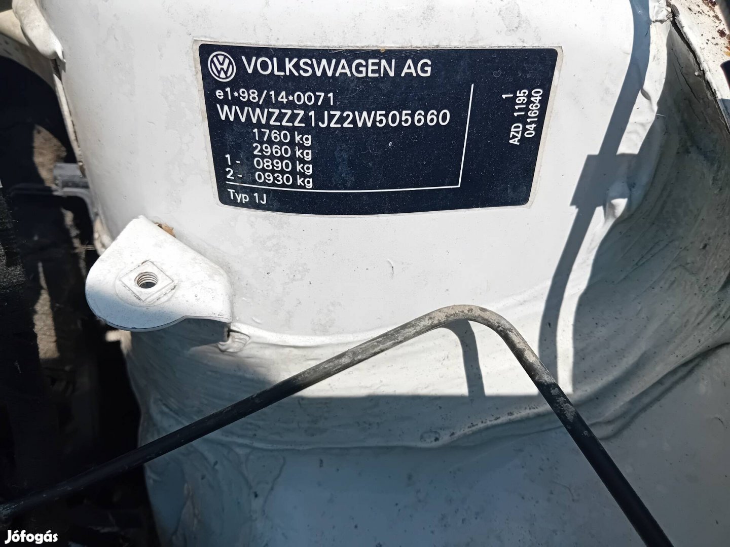 Volkswagen bora-golf 1.6b motor azd motorkód 