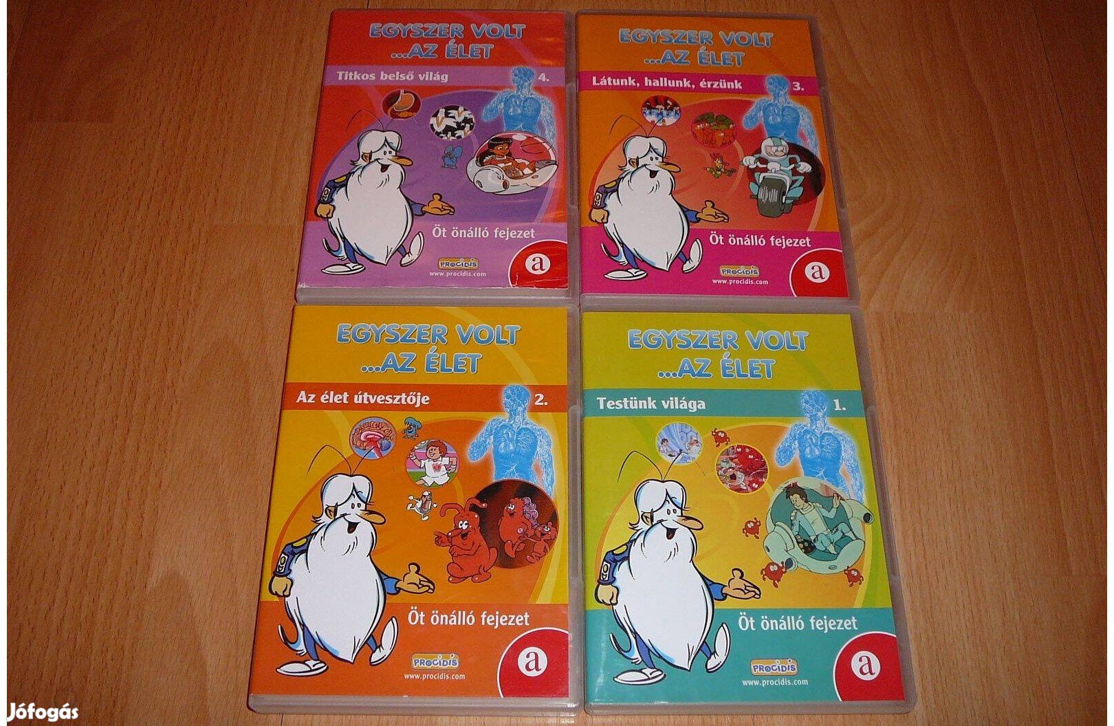Volt egyszer az élet., DVD ismeretterjesztő rajzfilm 1.-4. Ritka!
