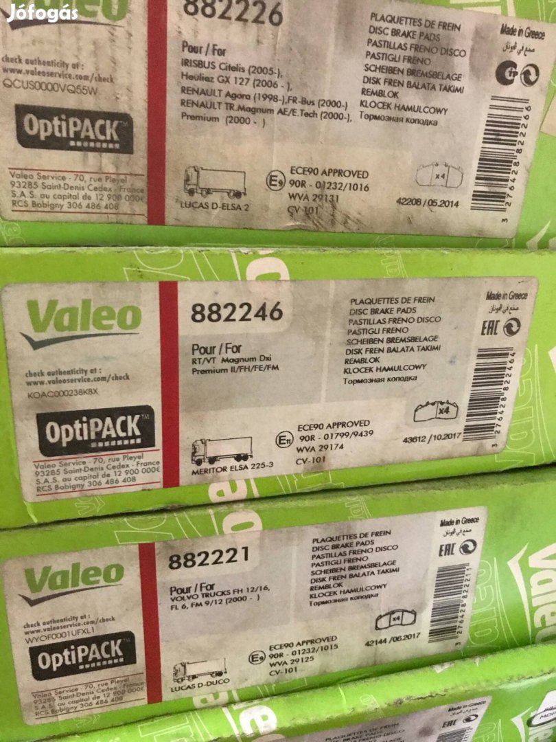 Volvo IVECO fékbetét Valeo 882221