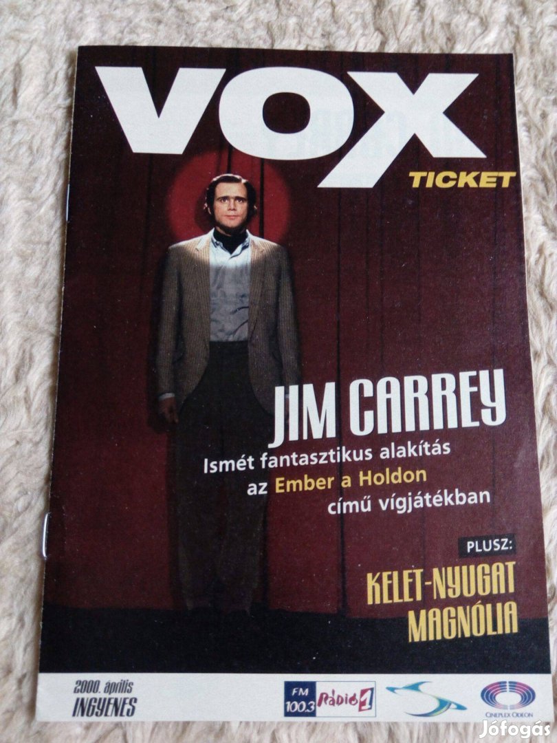 Vox ticket kiadvány eladó (Jim Carrey: Ember a Holdon, Kelet-Nyugat)!