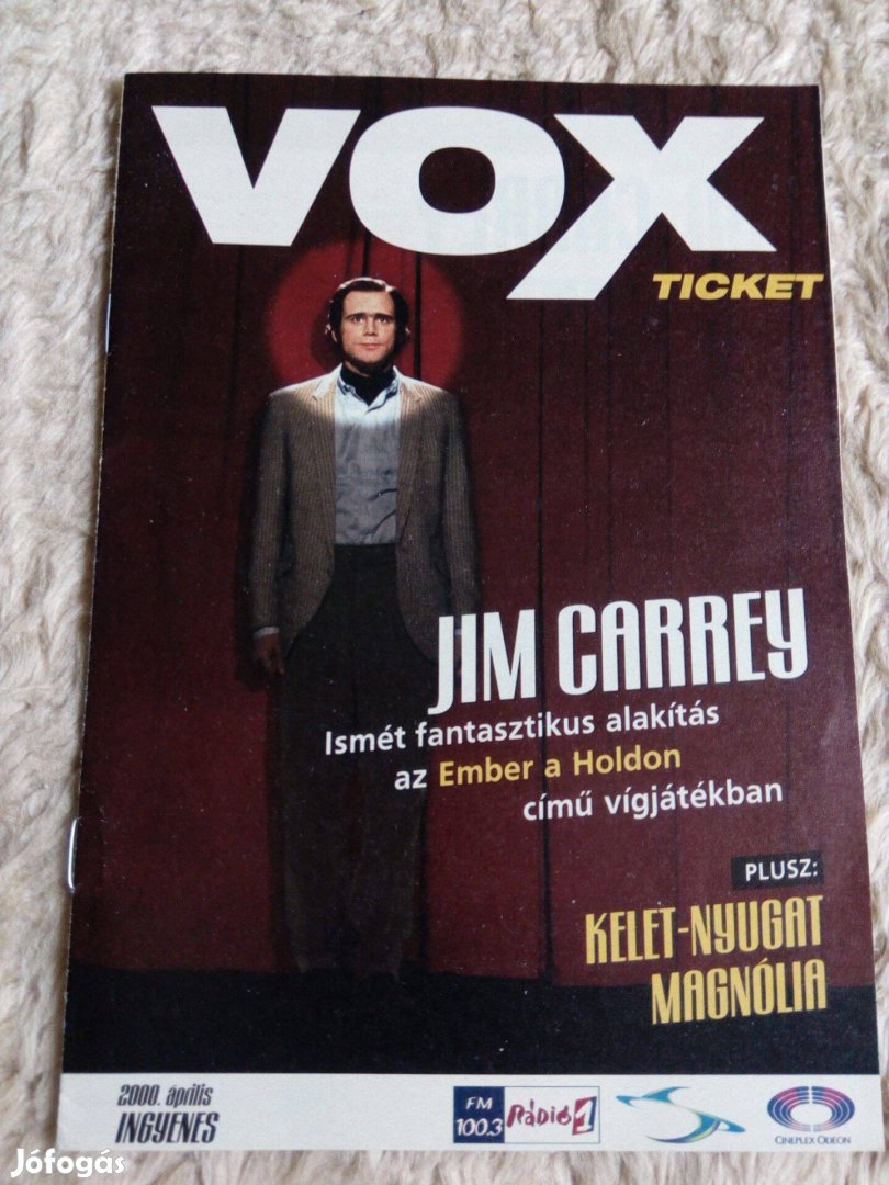 Vox ticket kiadvány eladó (Jim Carrey: Ember a Holdon, Kelet-Nyugat)!