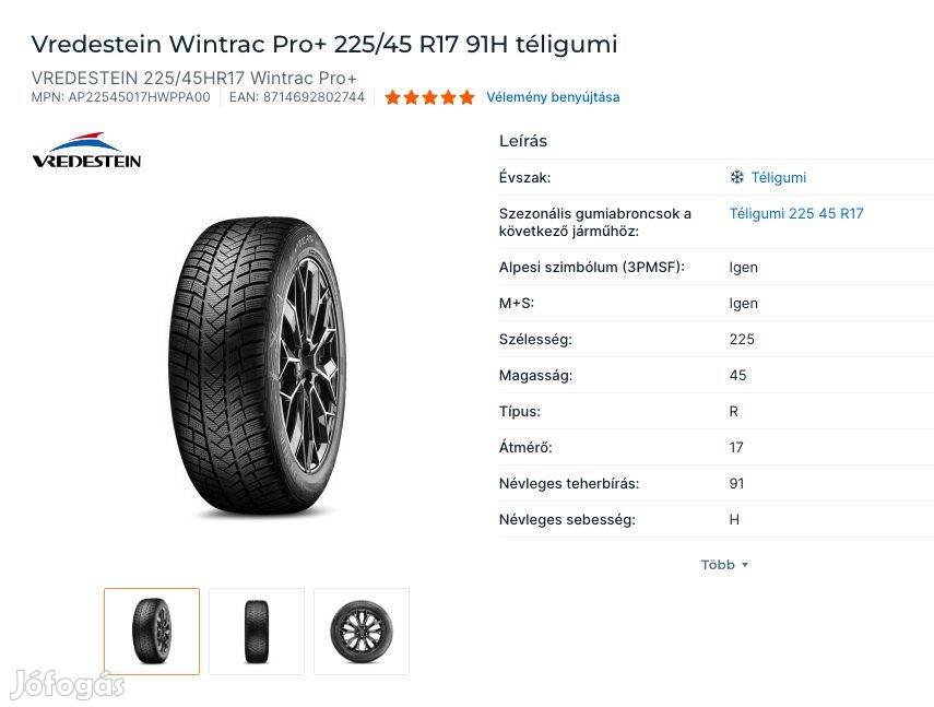 Vredesrein 225/65 R17 Téli gumi Subaru XV alufelnin