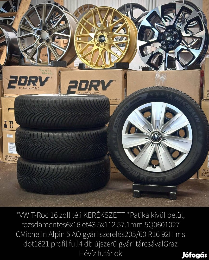Vw T-Roc 16 zoll téli Kerékszett 205/60 R16