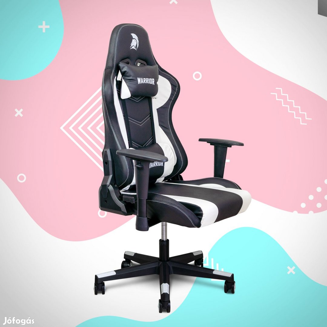WARRIOR gamer szék fekete-fehér (EXTRA-1)