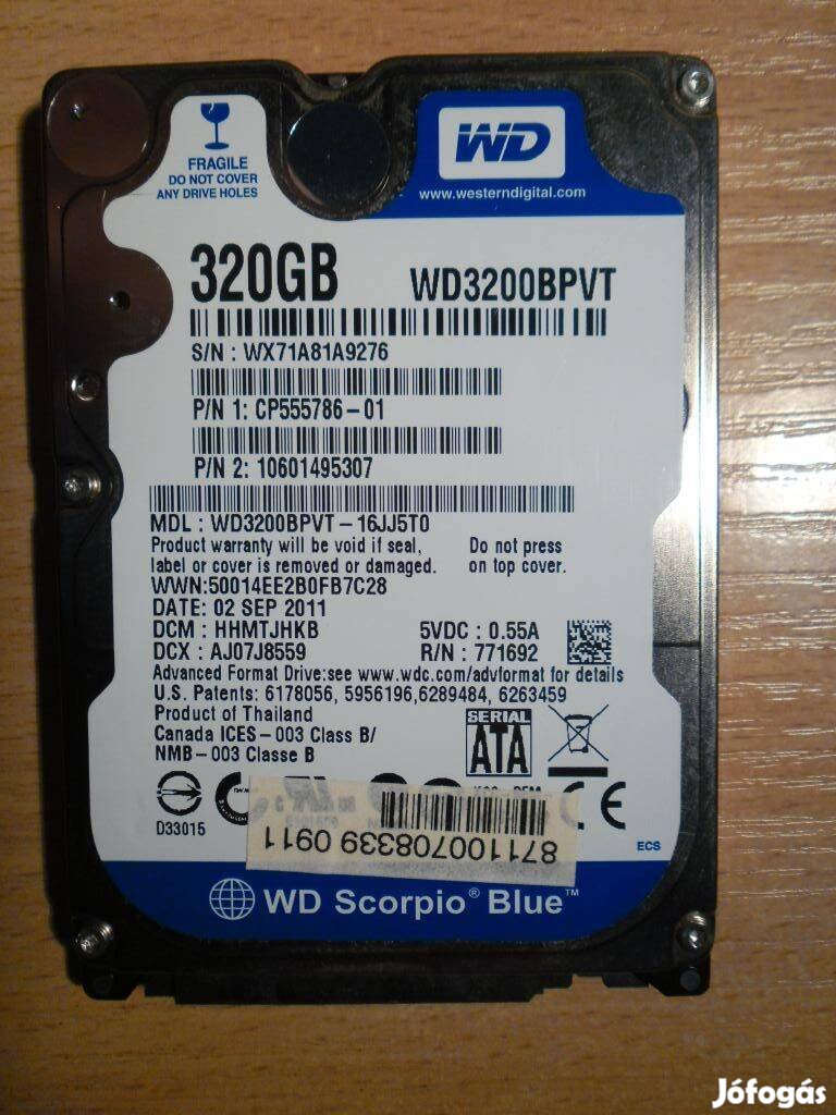 WD 320gb sata laptop hdd 100/100