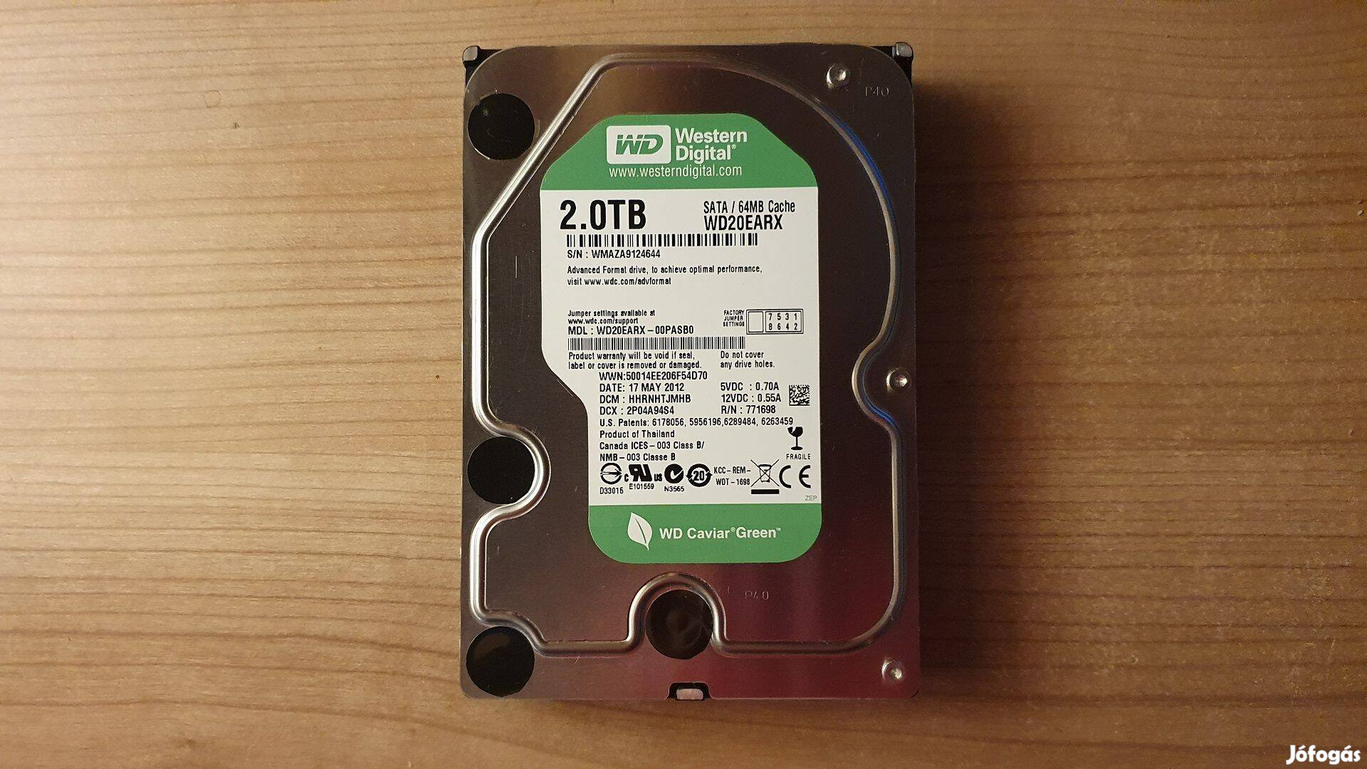 WD Caviar Green 2TB WD20Earx 3,5" SATA HDD