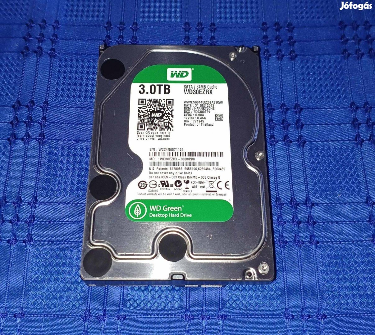 WD Green 3TB-os HDD 3.5" merevlemez (9 nap üzemidő)