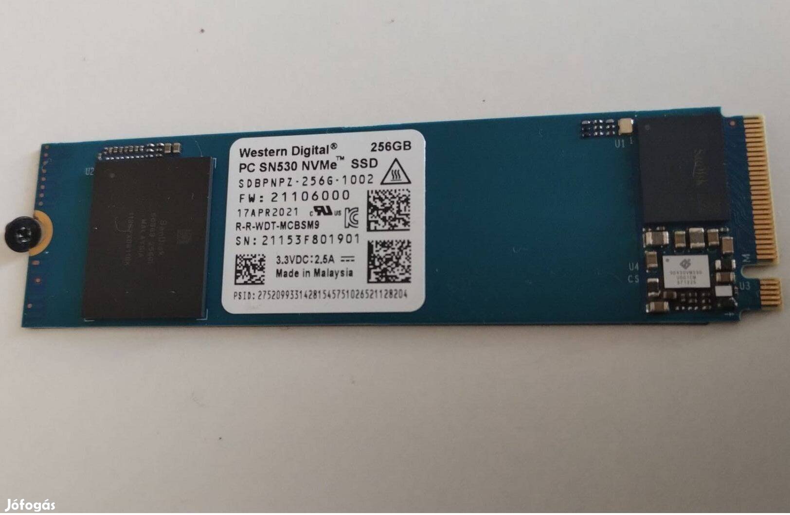 WD Nvme M2 Pcie 256Gb