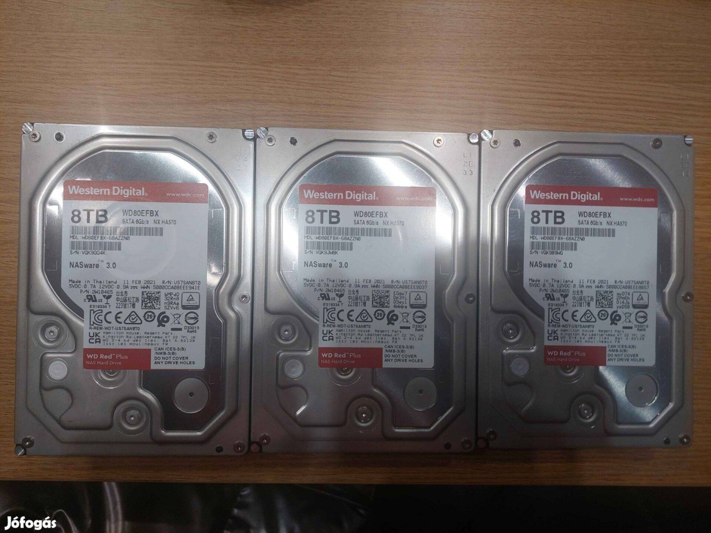 WD Red 8TB 100%, garanciás, keveset futott, több darab van