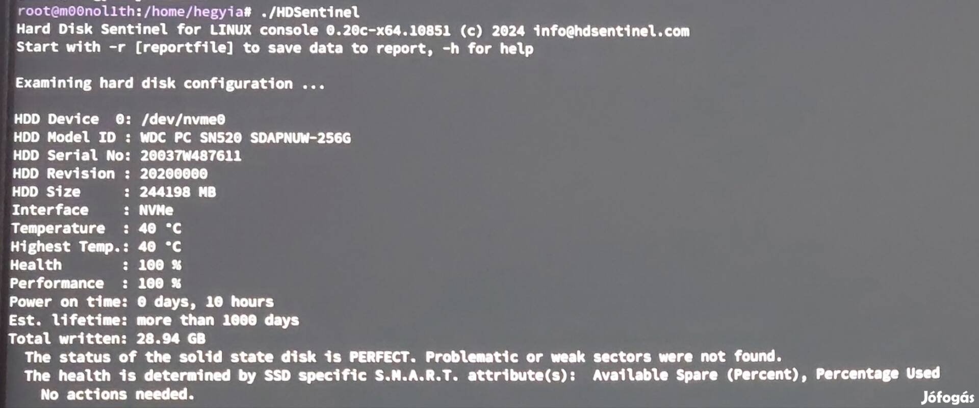 WD SN520 256GB 100/100% 0 nap (10 óra) gyakorlatilag új