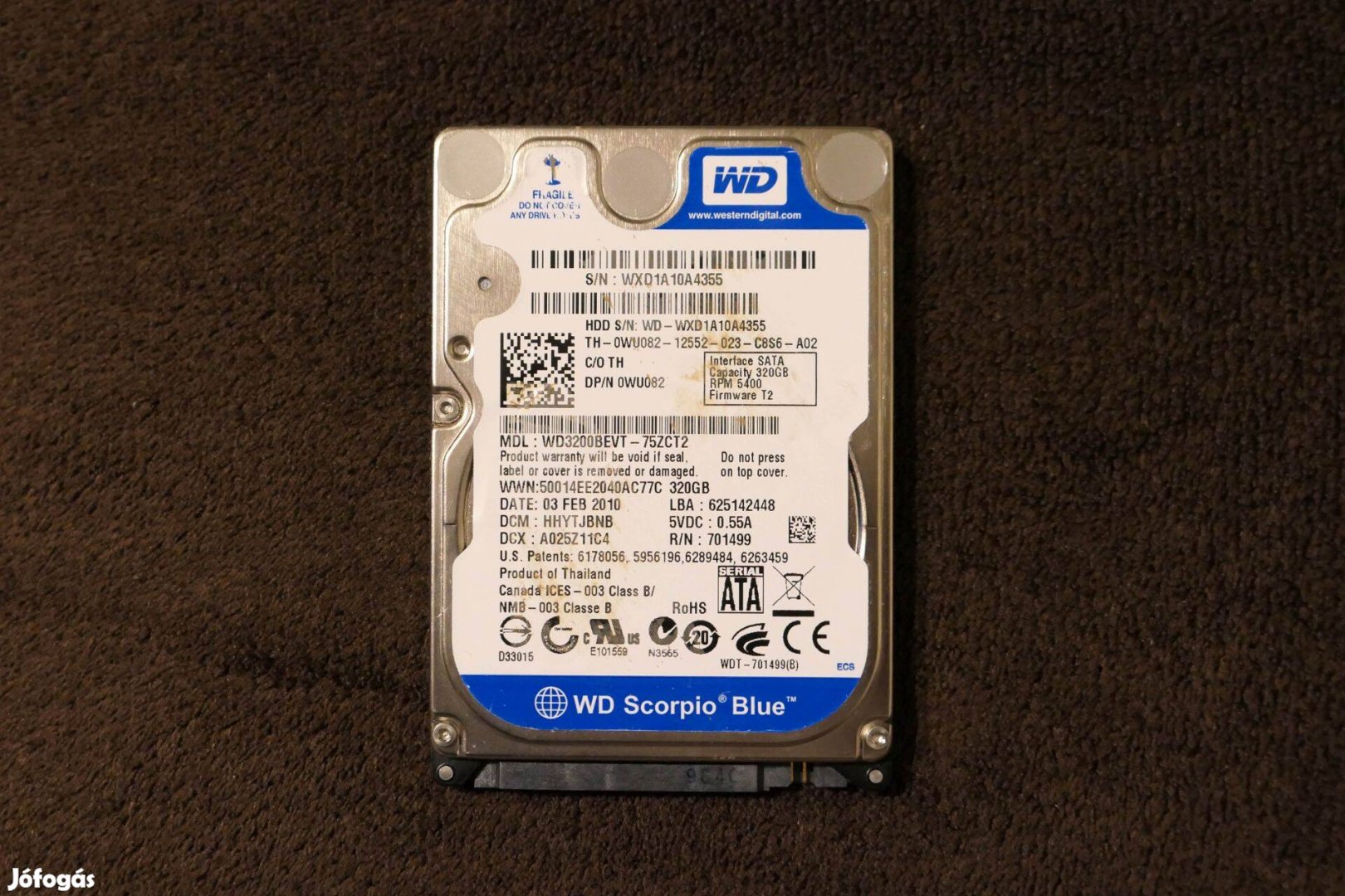 WD Scorpio Blue 320GB 2,5" HDD merevlemez