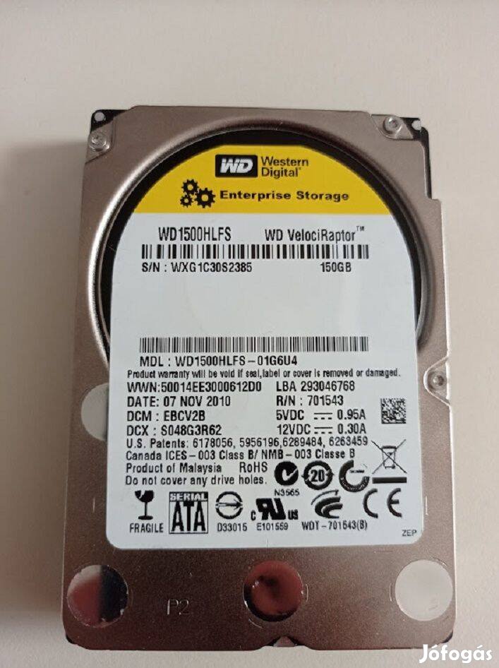 WD Velociraptor HDD-k 150GB - 250GB