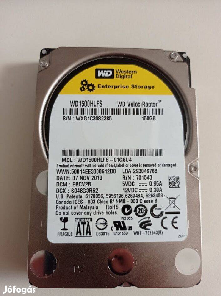 WD Velociraptor HDD-k 150GB - 250GB