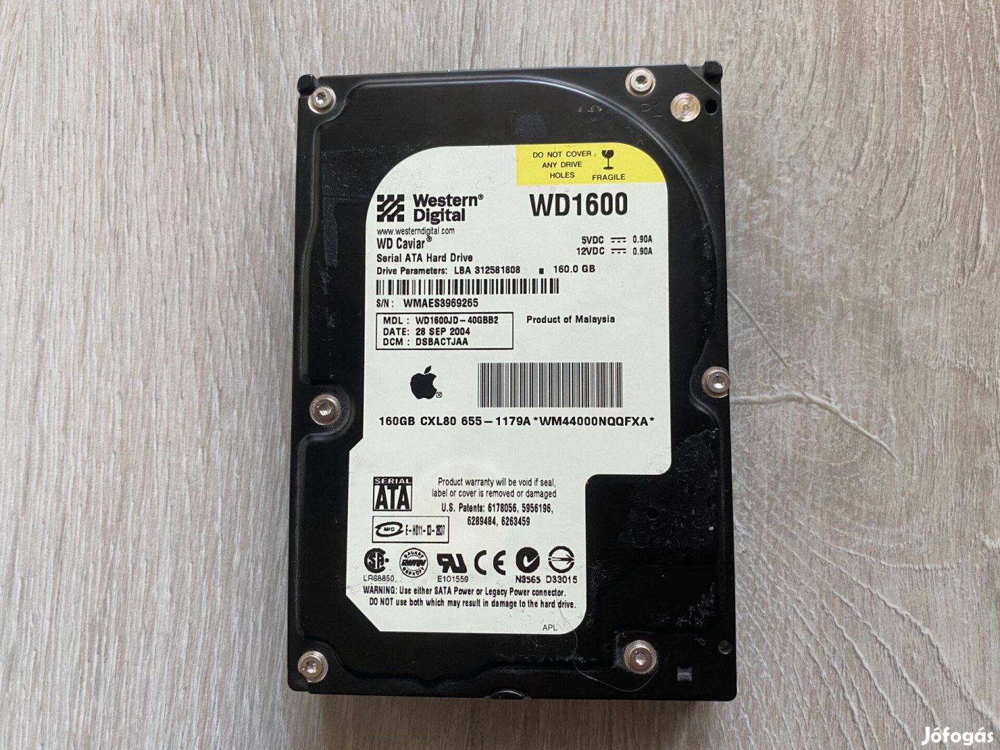 WD western digital márkájú 160GB-os hdd merevlemez winchester