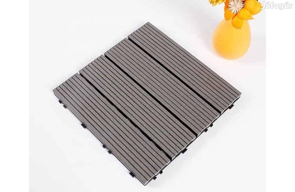 WPC szürke terasz click padlóburkolat,30x30cm x 2 cm,