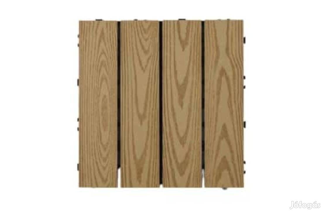 WPC terasz click burkolat, teak erezett, 30x30cm x 2 cm, országos kisz