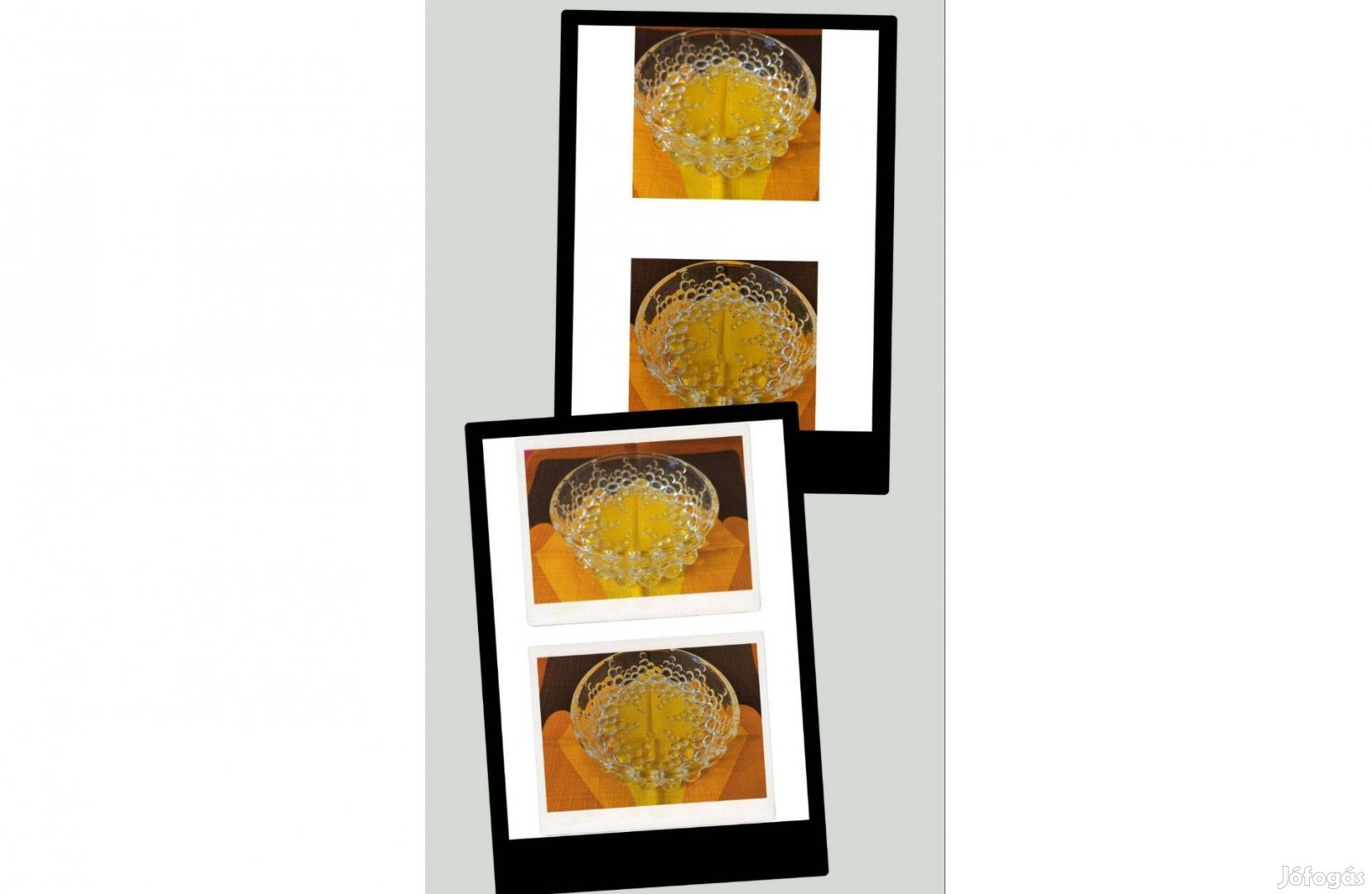 W.G .Buborékos kristály üveg kínáló . 2db