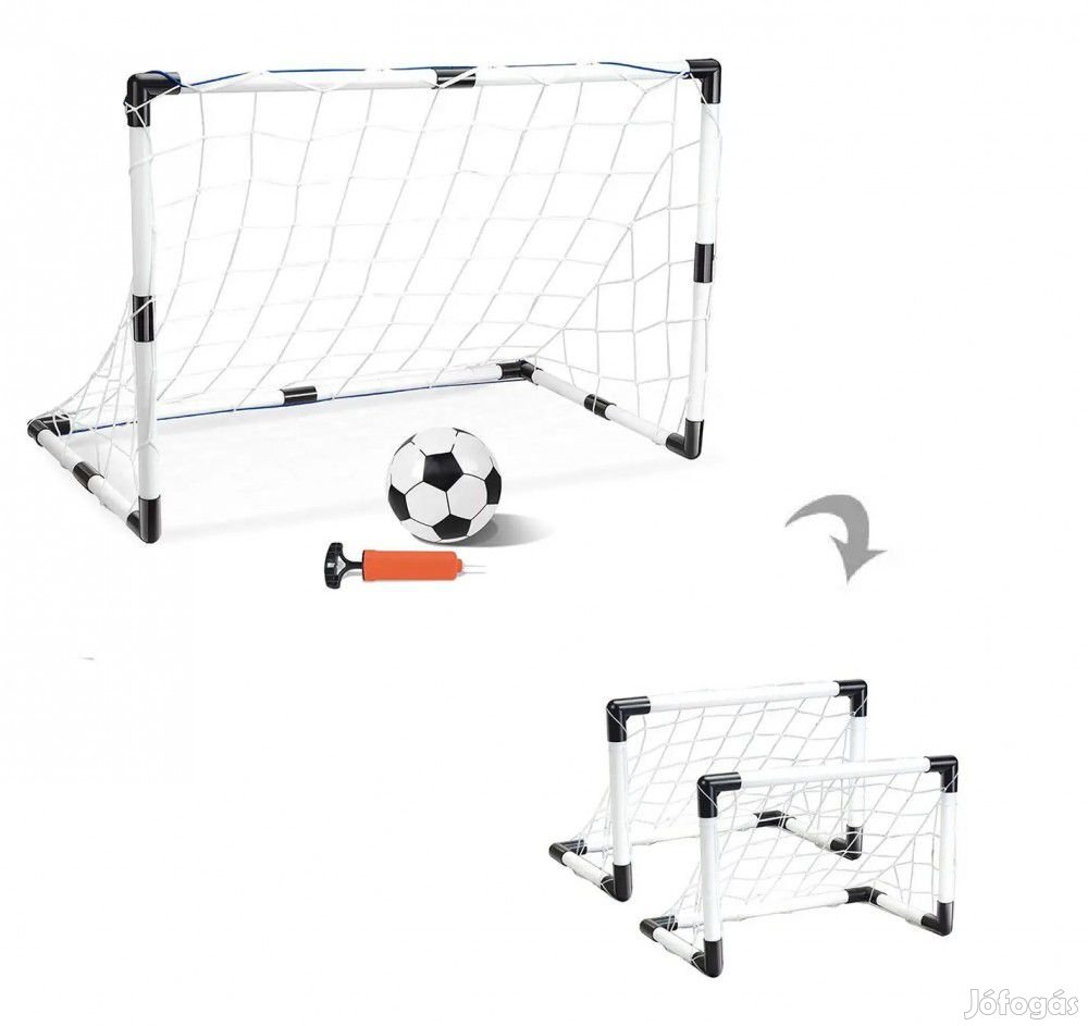 W-TOY 2 a 1-ben műanyag gyermek focikapu szett hálóval, labdával és p