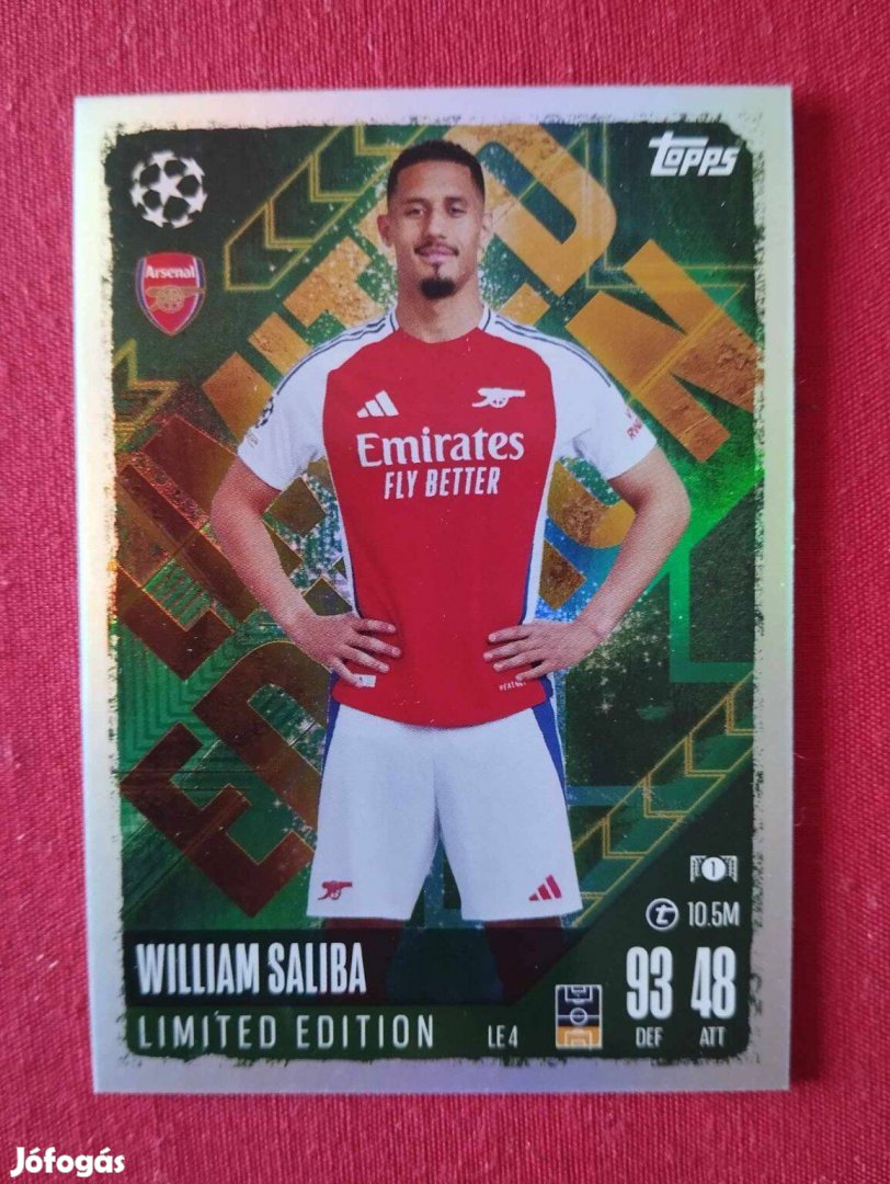 W. Saliba (Arsenal) Bajnokok Ligája 2024 Limited focis kártya