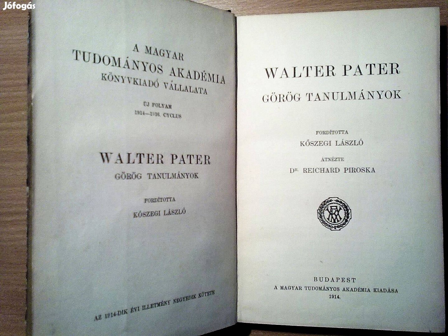 Walter Pater: Görög tanulmányok (1914-es kiadás)