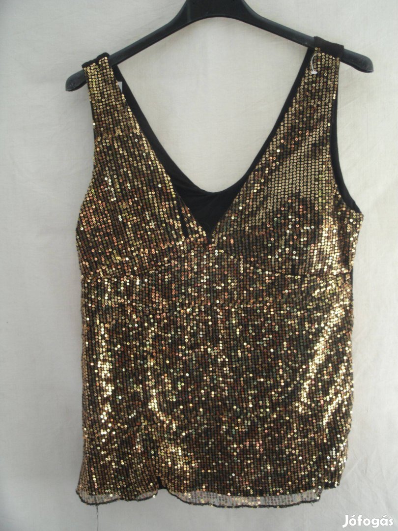 Wanoeng elől fekete alapon arany flitteres blúz Új