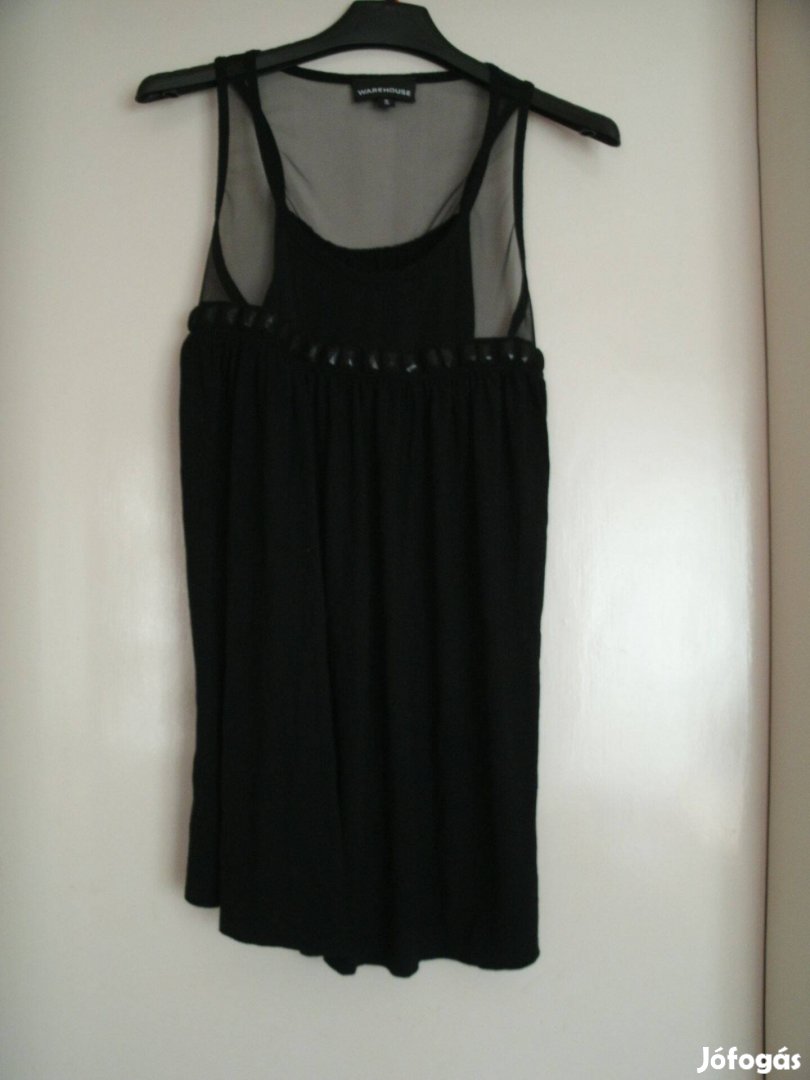 Warehouse Fekete felül áttetsző, alul pamut Új blúz