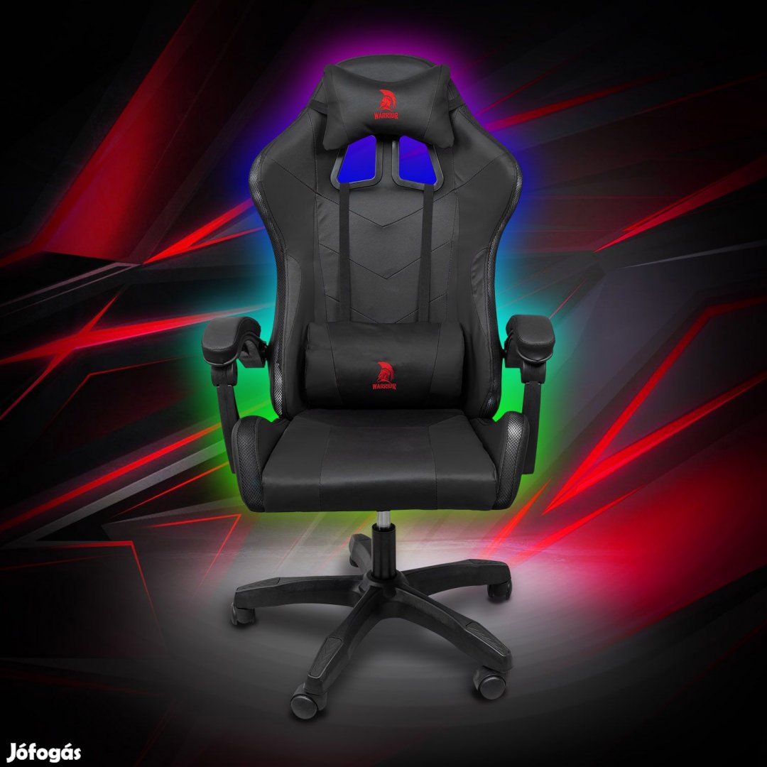 Warrior gamer szék, forgószék fekete RGB világítással