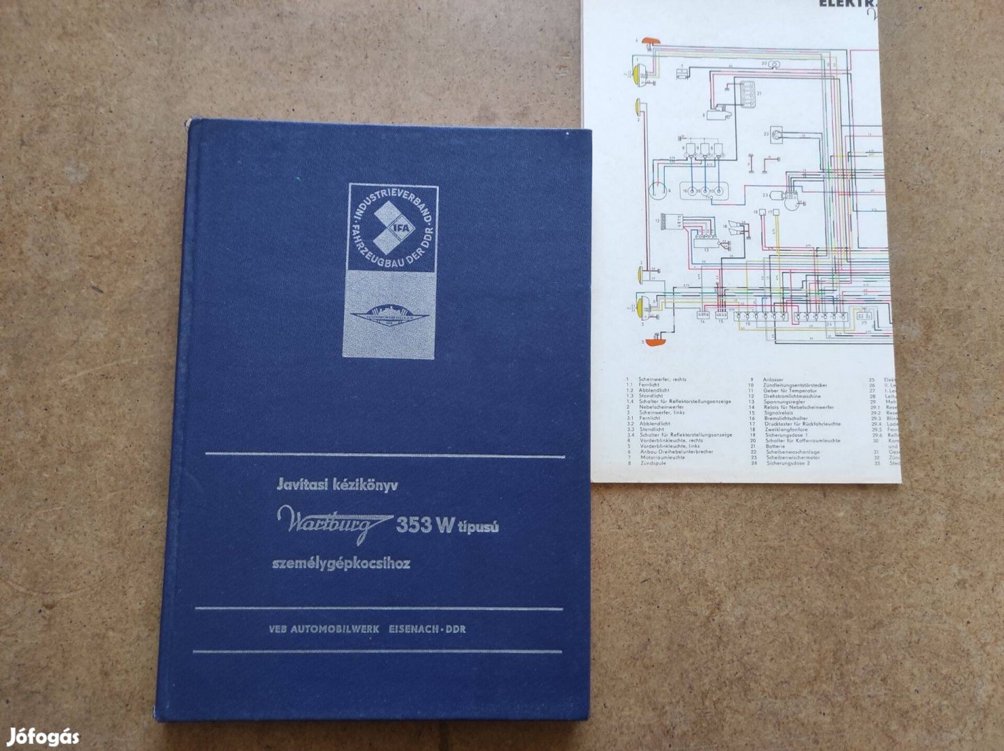 Wartburg 353 W javítási könyv elektromos rajzzal