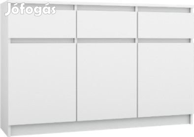 Washington 3S3F Komód Fehér 120 cm