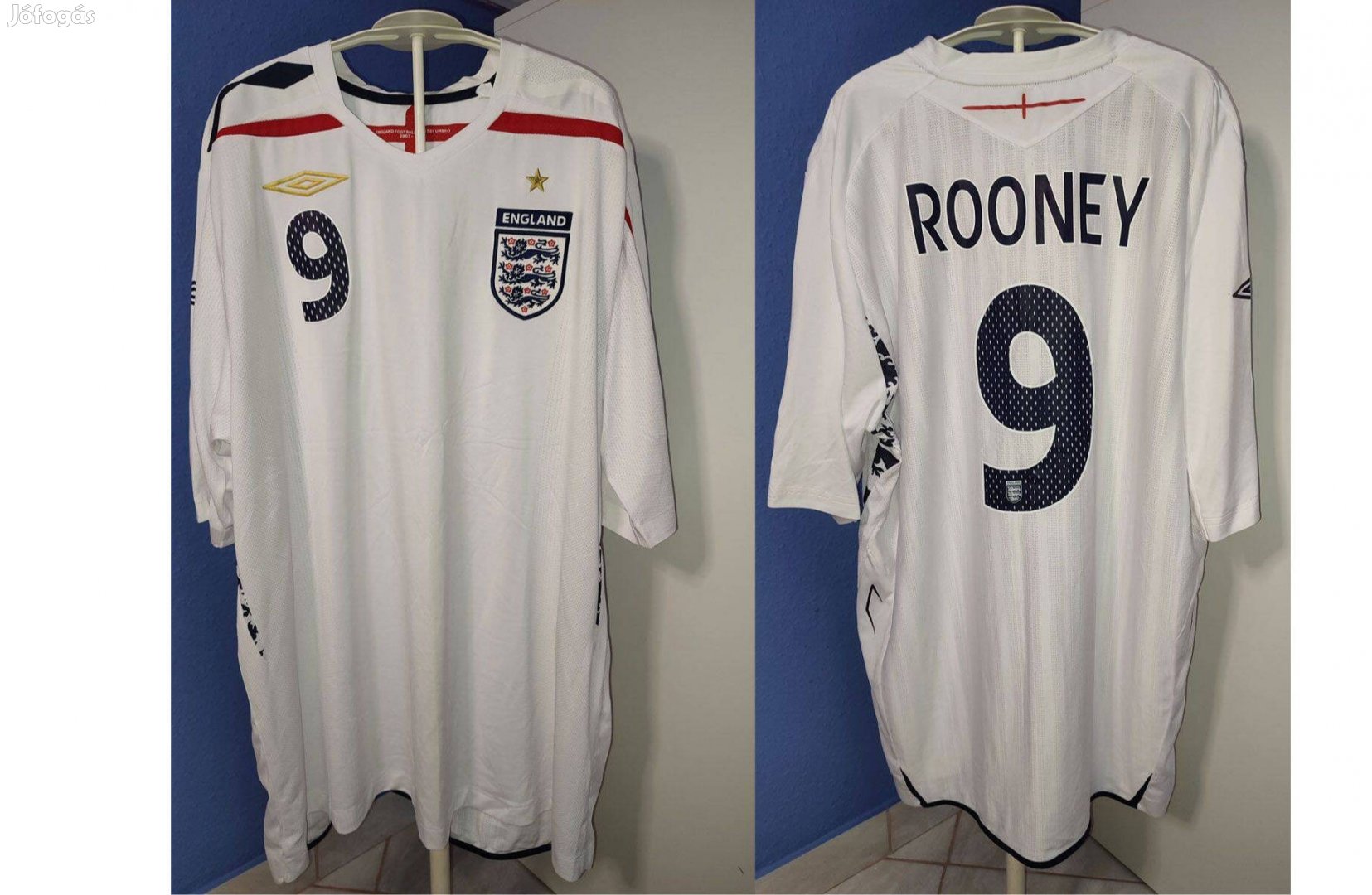 Wayne Rooney Angol válogatott fehér 2007-2009 eredeti Umbro mez (2XL)