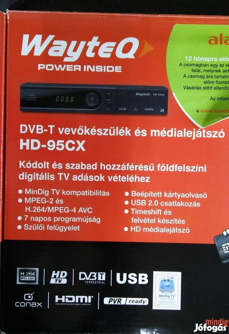 Wayteq HD-95CX digitális beltéri egység set-top-box beltéri antennával