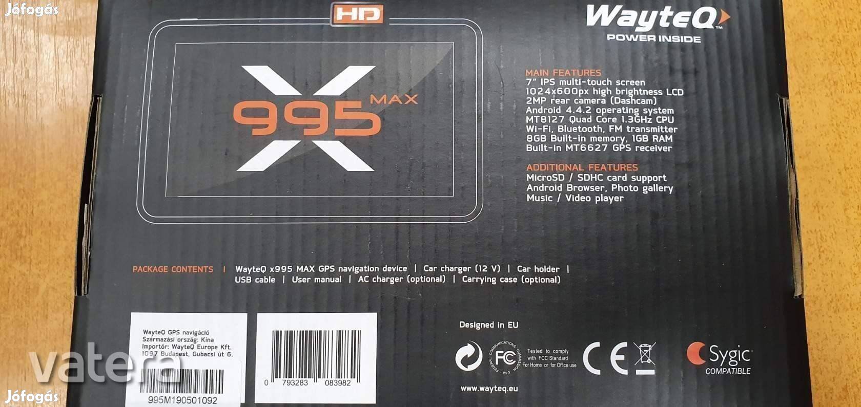 Wayteq X995 Max 7" GPS Navigáció Kamerás Új 1 év Garanciás !