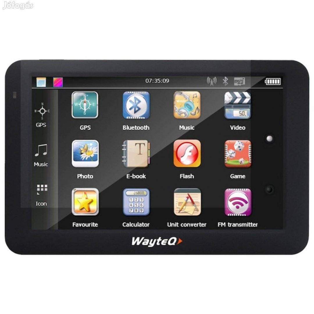Wayteq x985BT GPS navigáció, 8GB, térkép nélkül, 5" kijelző, újszerű