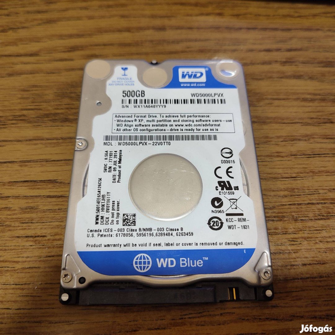 Wd 500gb 2.5" hdd 100/100
