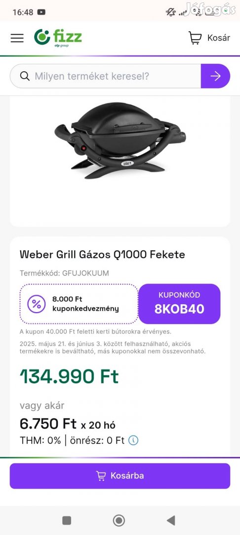 Weber 2.8kw gáz grill öntvény lap