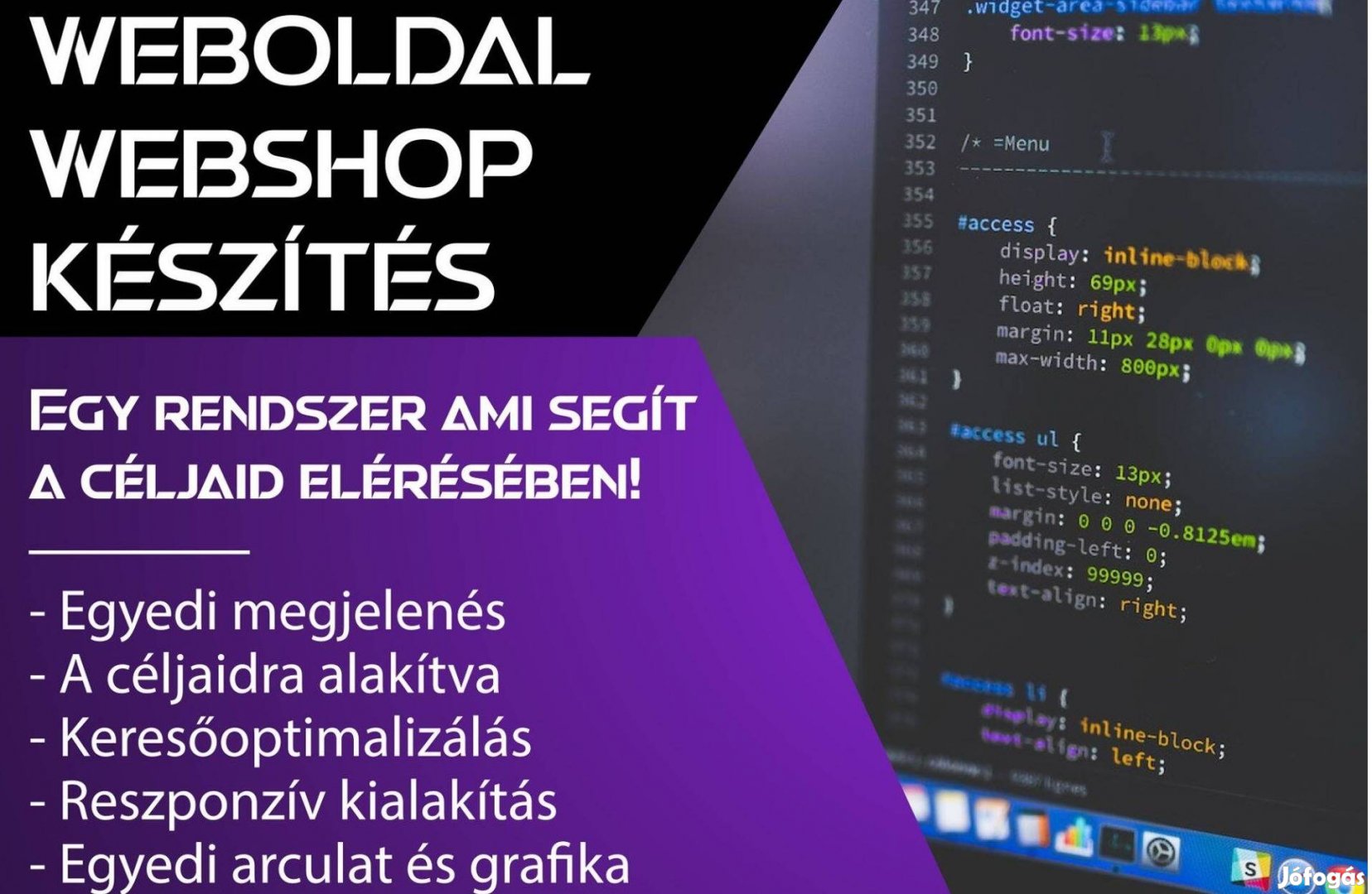 Weboldal webshop készítés