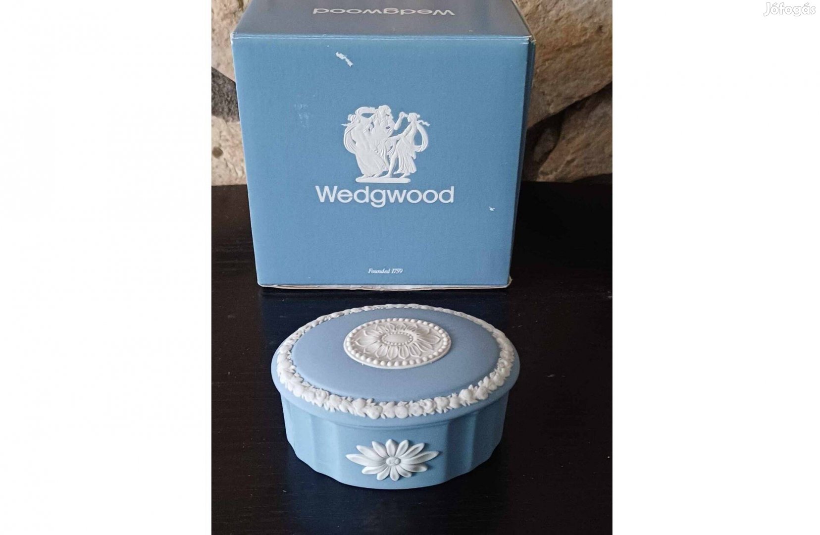 Wedgwood, England, gyűrű-ékszertartó bonbonier eredeti dobozában