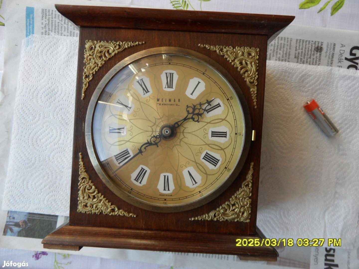 Weimar Electronic asztali,kandalló quartz óra