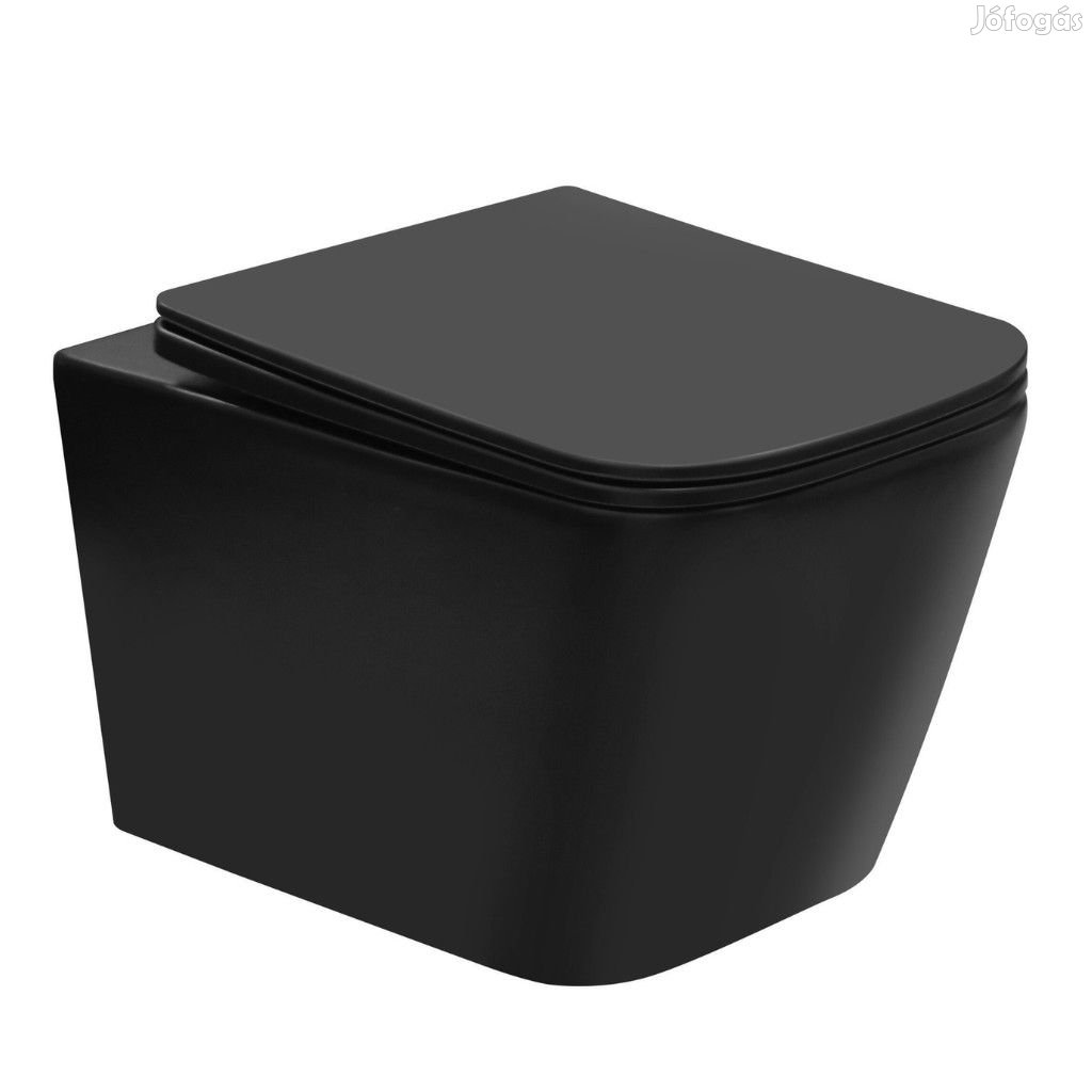 Welland Cono Rimless fali WC csésze + soft-close slim WC ülőke - feke
