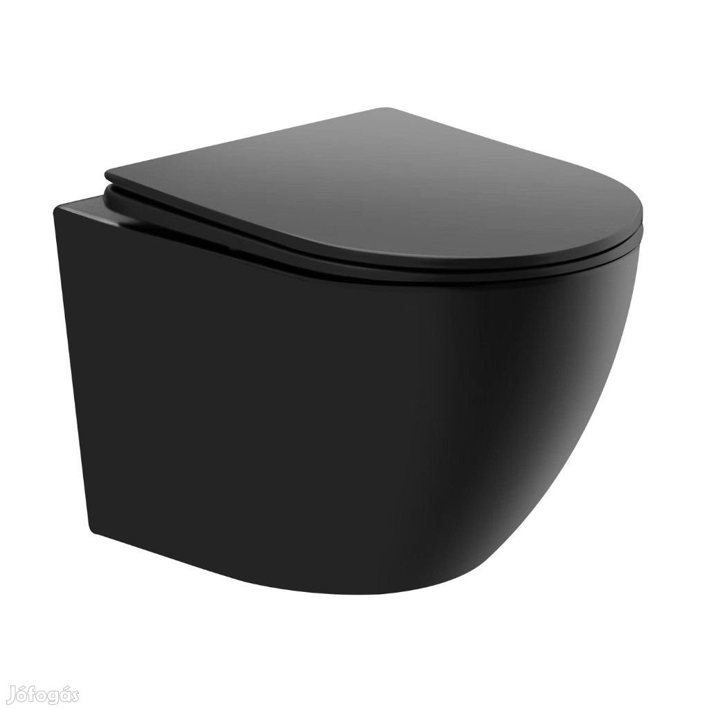 Welland Primo Rimless fali WC csésze + soft-close slim WC ülőke - fek