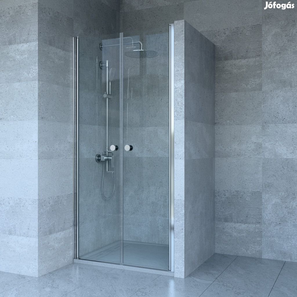 Welland RDD-95 kétszárnyú zuhanyajtó - 95 cm - króm profil