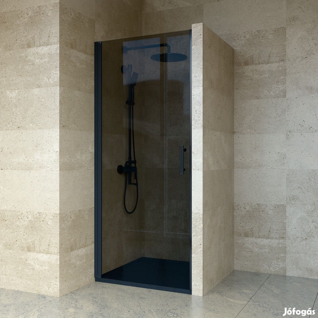 Welland RSDA-80 zuhanyajtó - 80 cm - fekete profil / füstüveg