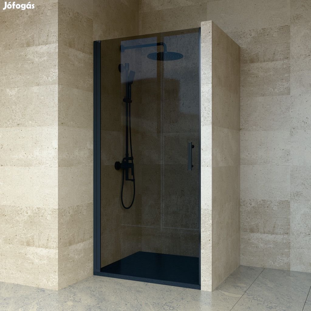Welland RSDA-90 zuhanyajtó - 90 cm - fekete profil / füstüveg