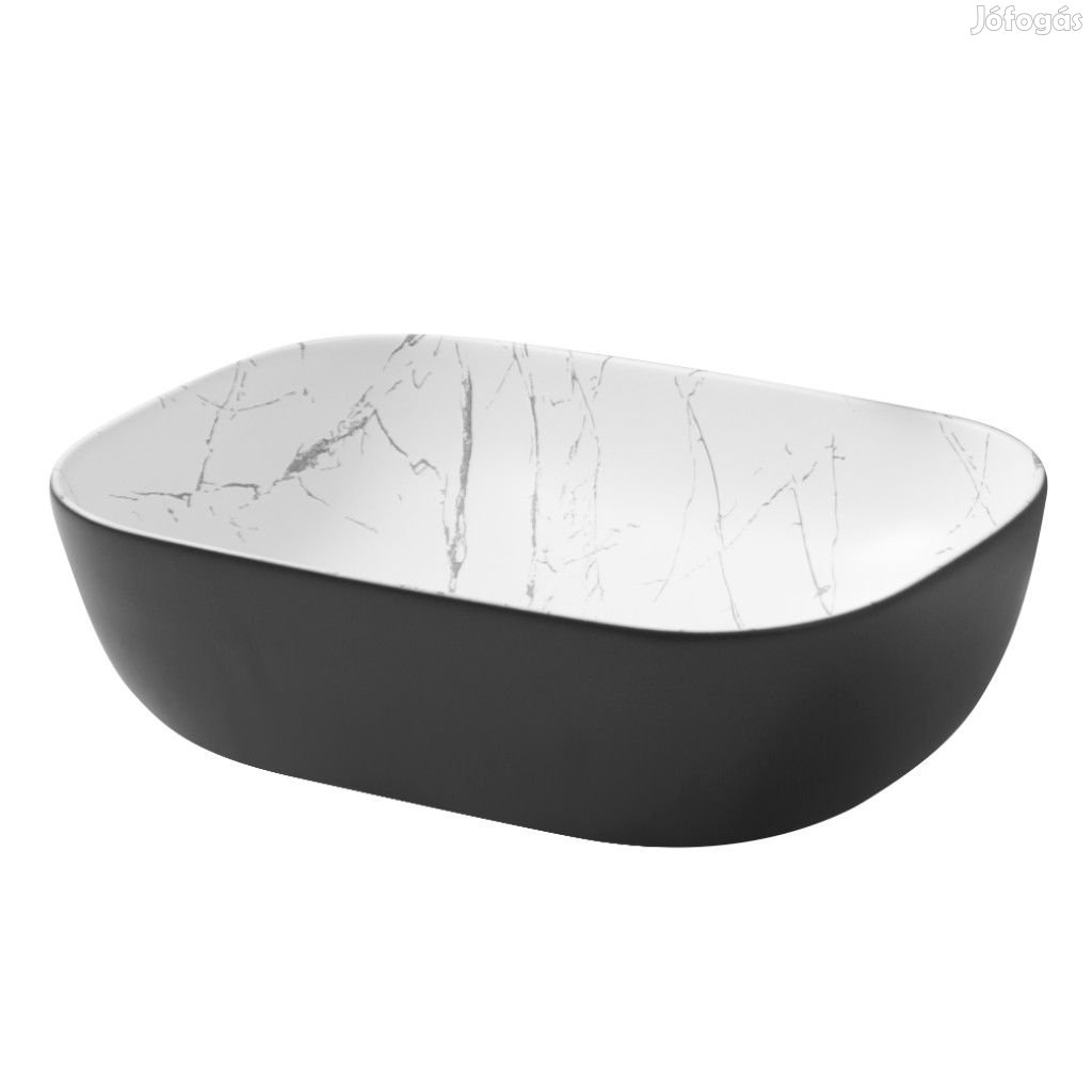 Welland Rio pultra építhető mosdókagyló - 46 x 32 cm (fekete / fehér