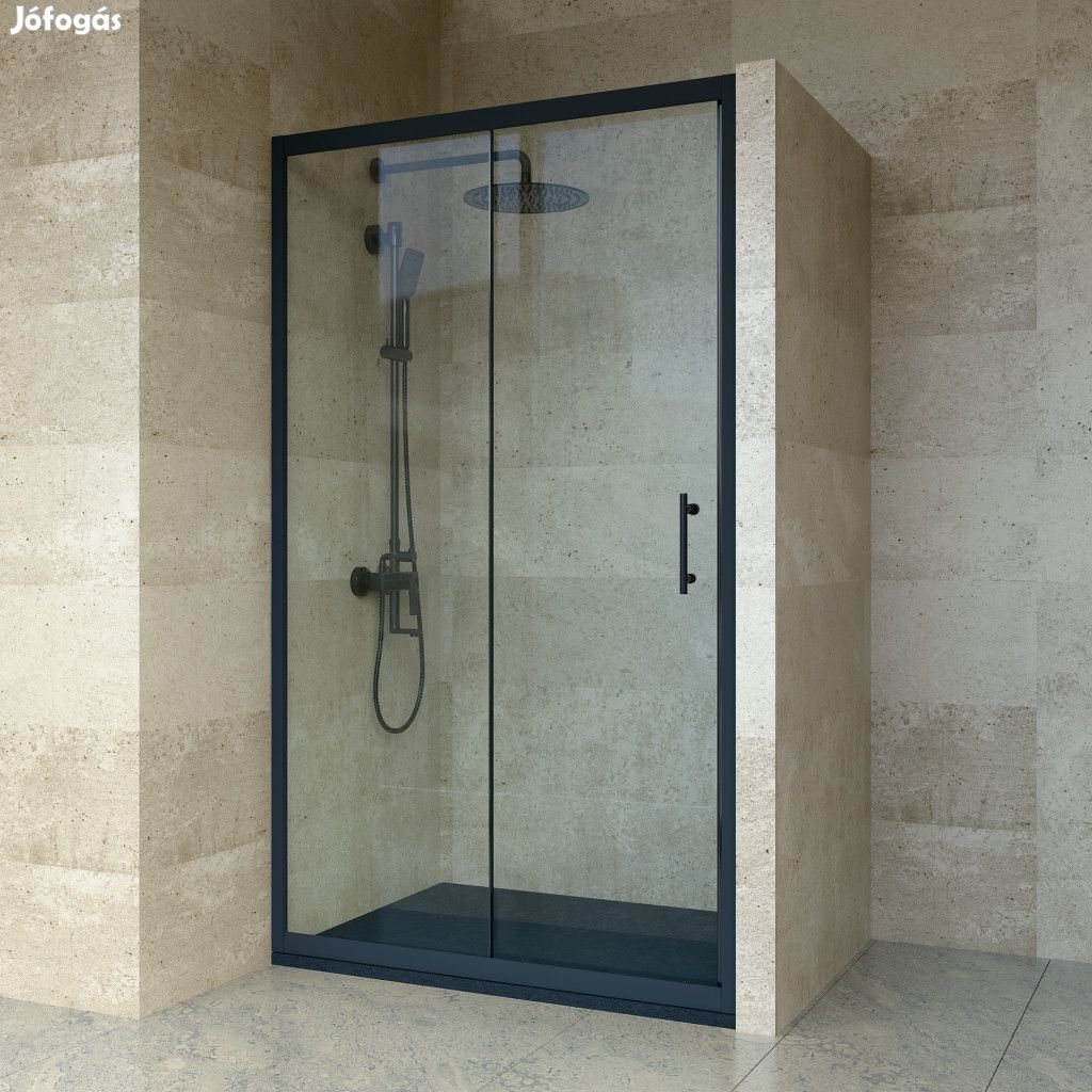 Welland SD-110 elhúzható zuhanyajtó - 110 cm - fekete profil