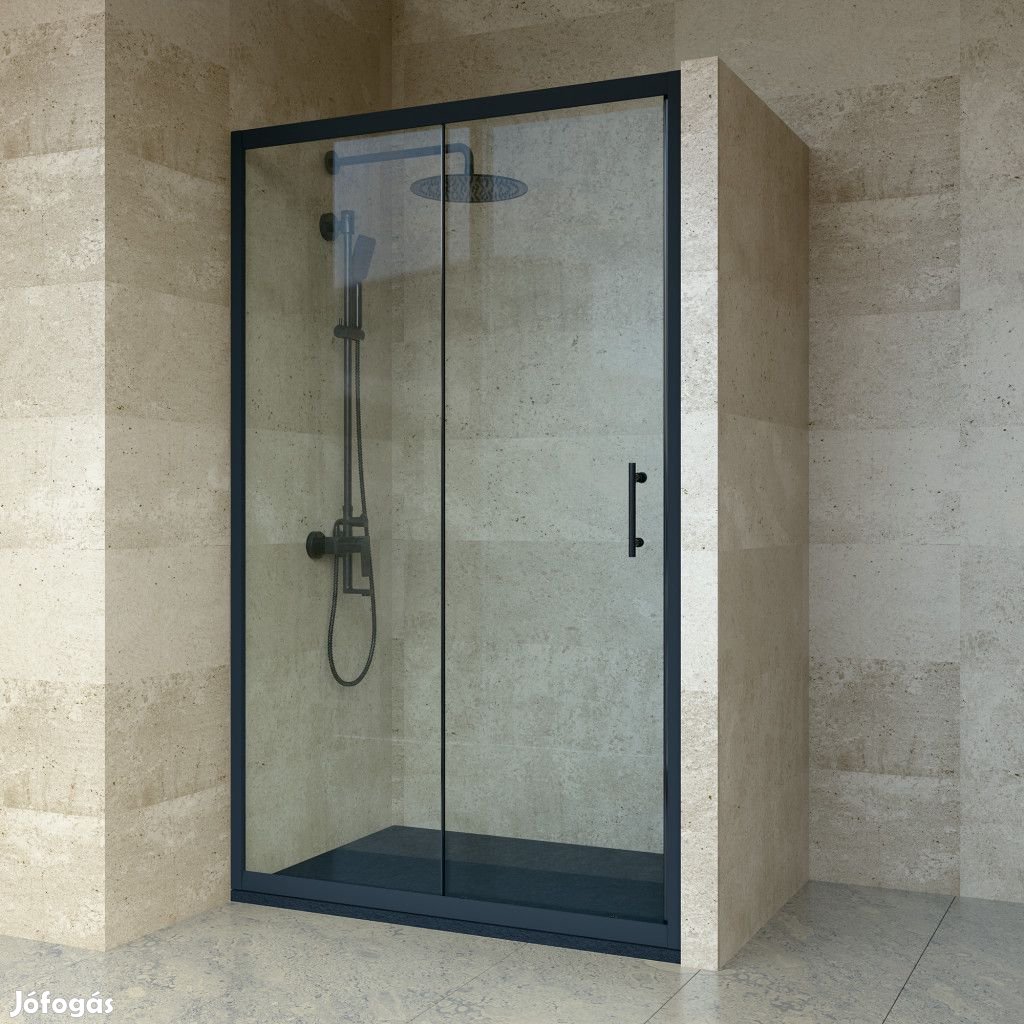 Welland SD-115 elhúzható zuhanyajtó - 115 cm - fekete profil