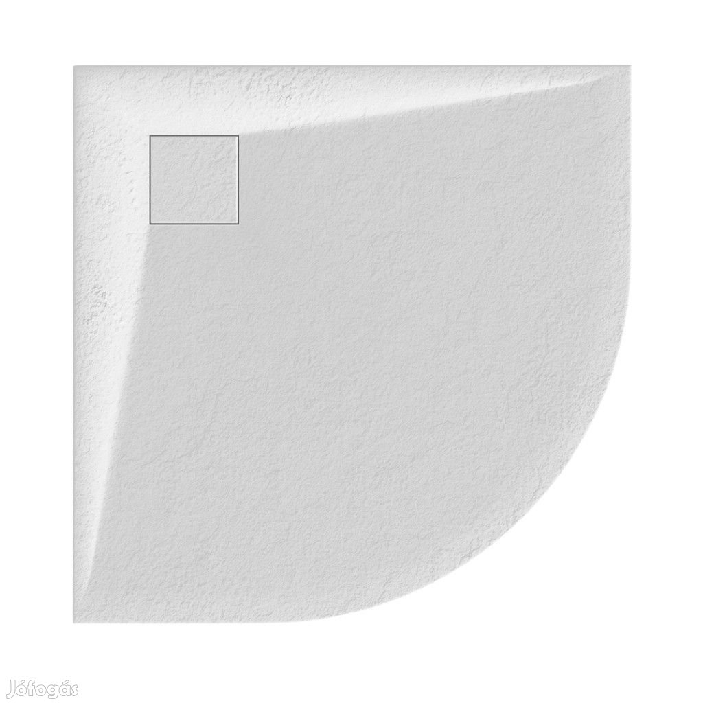 Welland kőhatású félköríves zuhanytálca szifonnal 80 x 80 cm - fehér