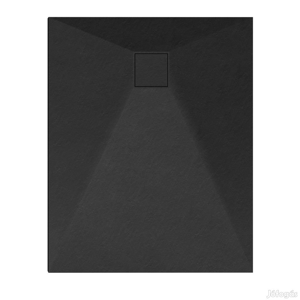 Welland kőhatású zuhanytálca szifonnal 80 x 100 cm - fekete (GT-10080