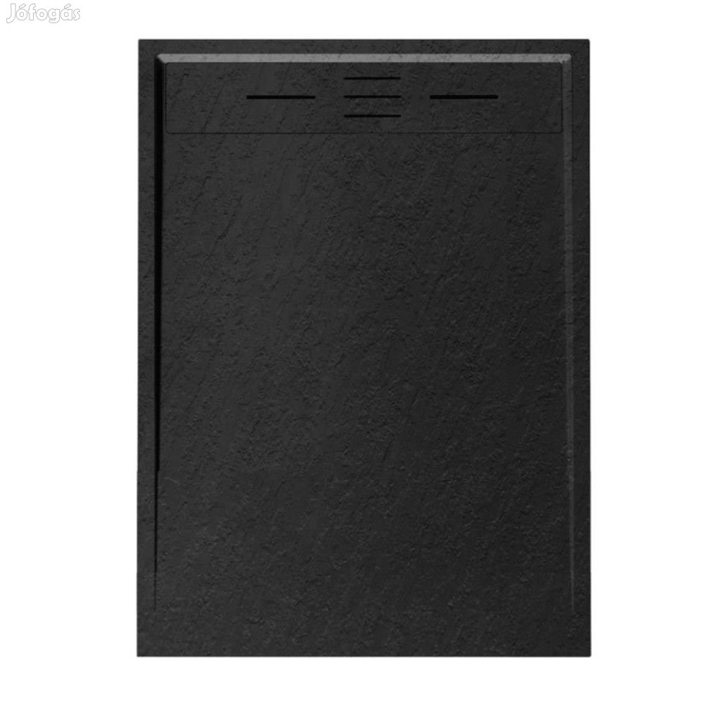 Welland kőhatású zuhanytálca szifonnal 80 x 110 cm - fekete (GT-11080